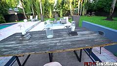 Stepsister Taylor Pierce bangs horny stepbrother Tyler Steel outdoors. So hot! 🔥