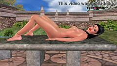 Cute Indian girl in 3D cartoon uses carrot for masturbation