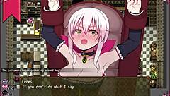 Massage chair makes witch cry in hentai game