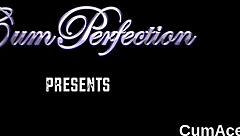 wacky sex kitten gets cumshot on her face and eats all the cum