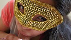 Stepmom blows and deepthroats my cock, then I pound her reverse cowgirl!