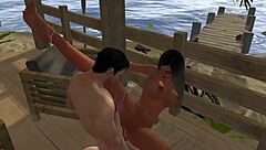 Exotic girl fingering her ass before getting anal in a caribbean resort 3d porn