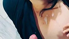 Curvy Brunette Sucks Big Dick with Buttplug