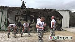 gay jock cums on hunks face after softcore blowjob in bareback scene