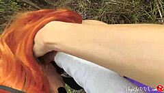 Kitty passionately sucks a stranger's dick and gets doggy fucked outdoors!