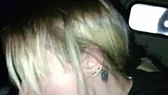 Damn, sexy girl sucking cock behind the truck downtown!