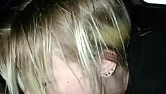 Damn, sexy girl sucking cock behind the truck downtown!