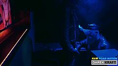 extreme german leather guys in a rough 3-way blowjob session, bareback and all