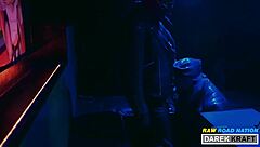 extreme german leather guys in a rough 3-way blowjob session, bareback and all