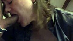 French Amateur In Black Leather Pants Sucks And Fucks Doggystyle POV