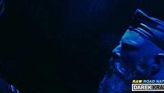 extreme german leather guys in a rough 3-way blowjob session, bareback and all