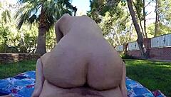 Outdoor couple shares a relaxing moment together