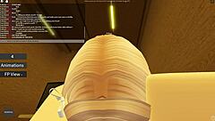 Roblox porn with cute whore bent over for doggystyle. She rides cowgirl on big black cock before missionary banging.