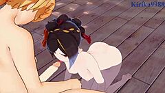 mona and chiori fuck aether intensely