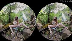 Erotic Brunette Beauty Endza Masturbates To Orgasm With Vibrator In Outdoor Vr