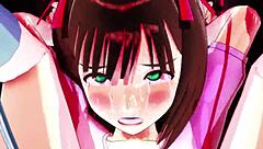 Intense 3D Anime Action in Purupuru Haruka 09 String Pulling Game