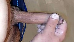 Masturbation session with cum spilling all over hotel floor