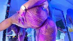 Curvy Latina Twerks Naked with Glitter and Oil. So Hot!