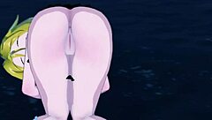 anna from shaman king teases with her wet vagina