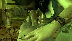 In the goth elf's POV world, she gives handjob and blowjob in 3D.