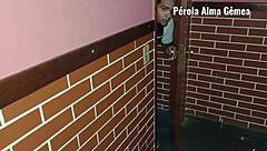 Oh No! Teen Ebony Almost Caught Sucking Neighbor's Big Cock By Husband!