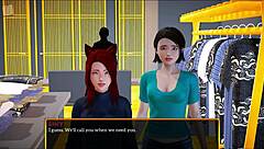 redhead plays erotic game with small tits