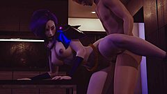 Raven slurps huge dick in 3D uncensored hentai! 😲