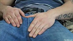 gay dude strokes his hard uncut cock in real time