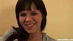 sexy dorothy, a young brunette, gets her shaved slit drilled hard