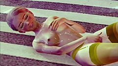 A young teen in stockings indulges in solo masturbation in this 3d anime scene