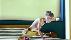 A young teen in stockings indulges in solo masturbation in this 3d anime scene