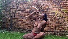 indian babe gags and vomits while deepthroating a dildo in raw homemade action.