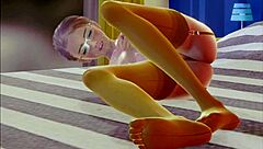 A young teen in stockings indulges in solo masturbation in this 3d anime scene