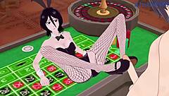 rukia kuchiki and yoruichi shih in bunny girl intense sex - bleach hentai