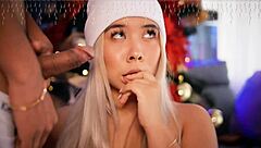 i'm horny blonde sucking boyfriend's cock footjob