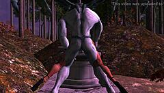 halloween goth monster gets oral cumshot in anime cartoon