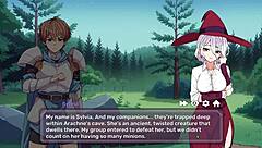 playing hot hentai game with big boobs in fantasy issekai.