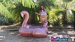 Cute small 18+ tits teen elena generi posing outdoor and enjoying hot striptease