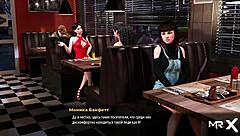 Fashion business exposes pussy in a restaurant scene