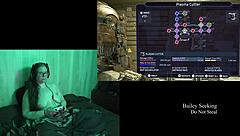 Playing through Deadspace naked, showcasing big natural tits and long hair in part 8