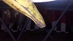 mature woman masturbating with plantain versus pepper, getting wet and cumming