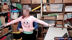 Man, this cute redhead shoplifter gets punish fucked hard in the back