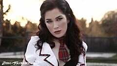 sexy teen in stockings gets her tight pussy creampied