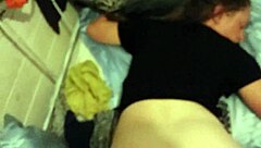 hot redhead bends over, 'fuck my shaved pussy hard' she moans