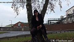 exhibitionist english amateur andreas dares to flash and strip outdoors