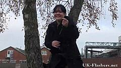 exhibitionist english amateur andreas dares to flash and strip outdoors