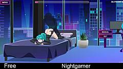 Nightgamer with girlfriend and friend in cute anime hentai