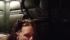 Kitty gives a teasing blowjob with buttplug