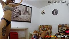 Yo, check this petite 18yo Latina yoga girl getting stretched!