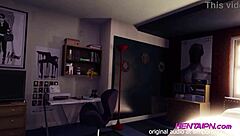 短发绿衫大胸短裤红内裤的熟女3D动画，在卧室里奉献